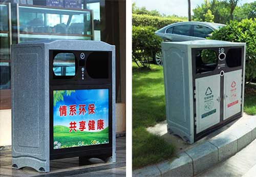  欣方圳仿大理石垃圾桶廠家為清遠(yuǎn)高校送貨上門(mén)。